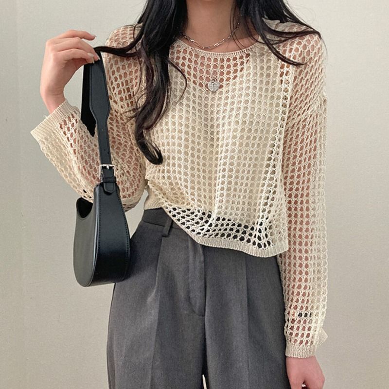 Вязаный кроп-топ с длинными ру – обзор и цена Crop Top Crochet